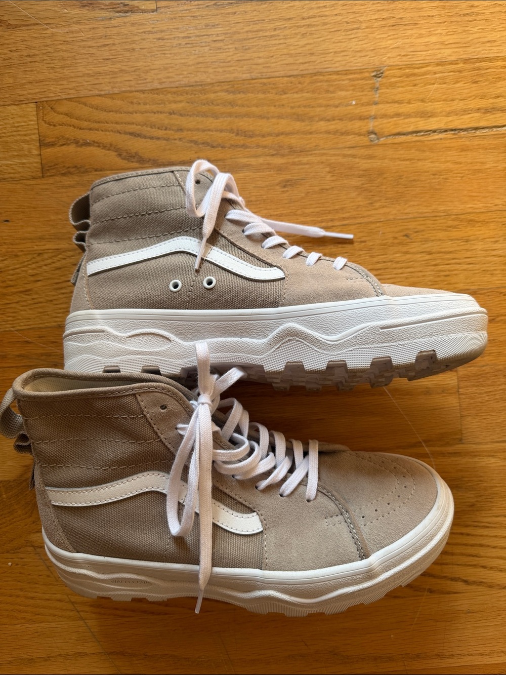 Vans High-Top Sneakers in Beige and White
